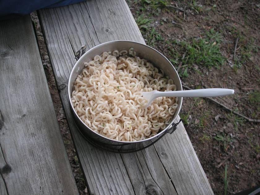 Noodles are easy, but avoid disposable cutlery.