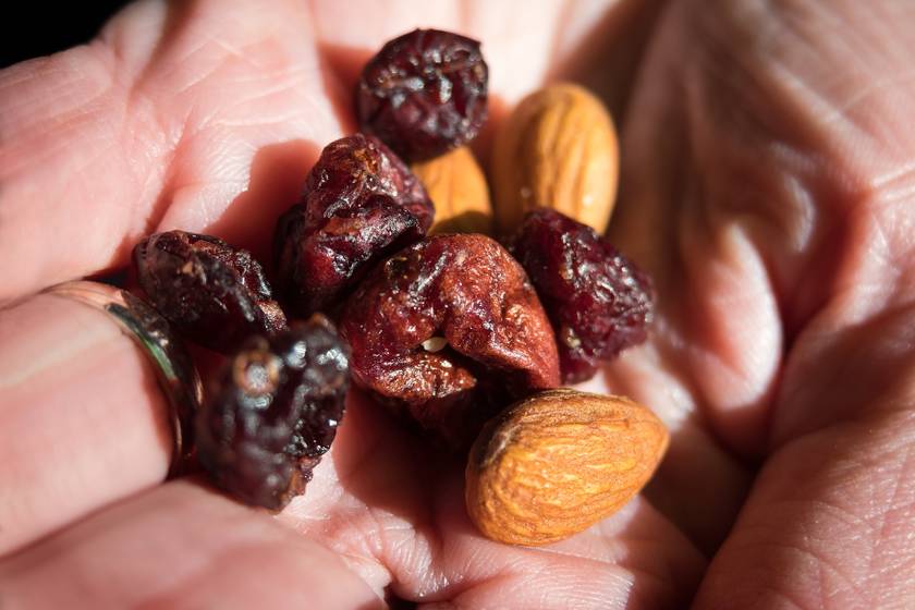 A trail mix is ideal energy food for hiking and camping.