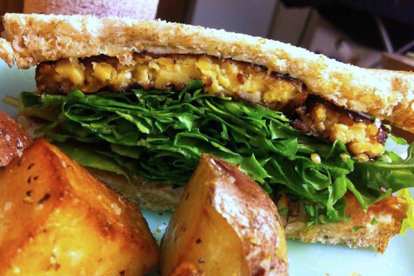 Tempeh and sourdough sandwich